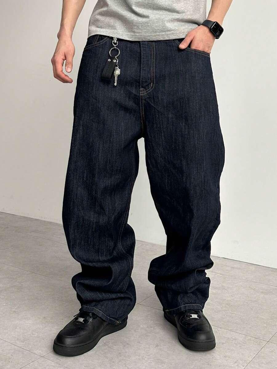 GRANATOWE SPODNIE JEANS