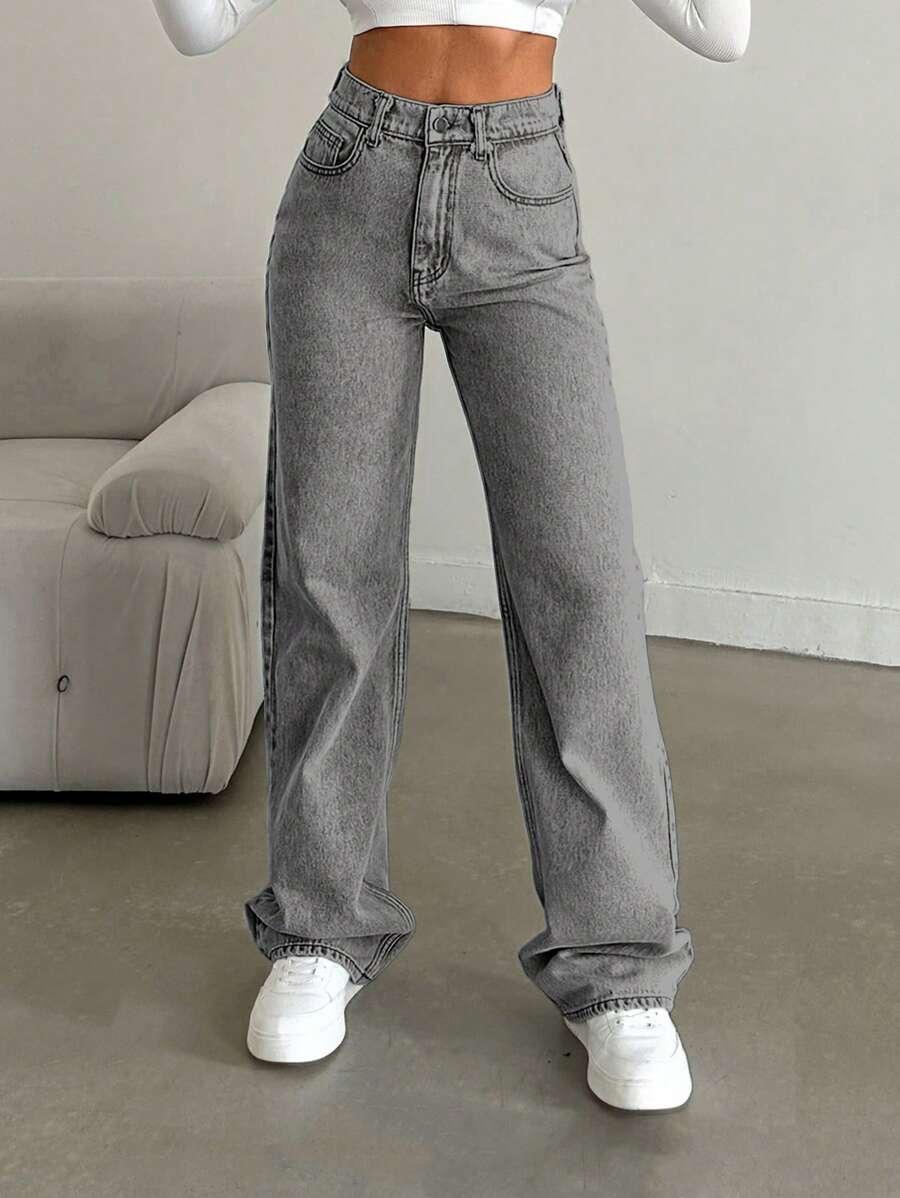 SZARE SPODNIE JEANS