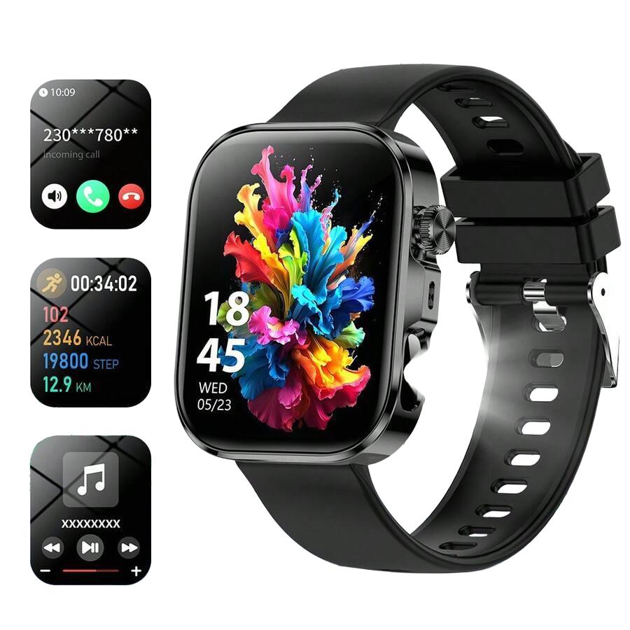 CZARNY SMARTWATCH KABELEK