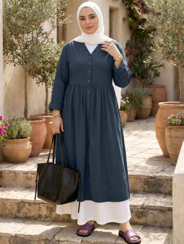 midi sukienka v neck guziki