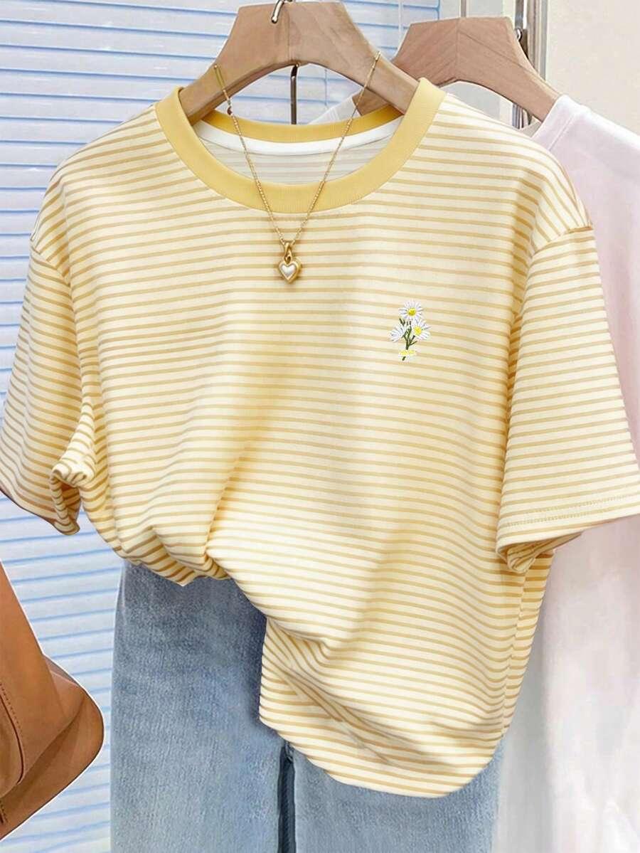 T-SHIRT OKRĄGŁY DEKOLT PRINT