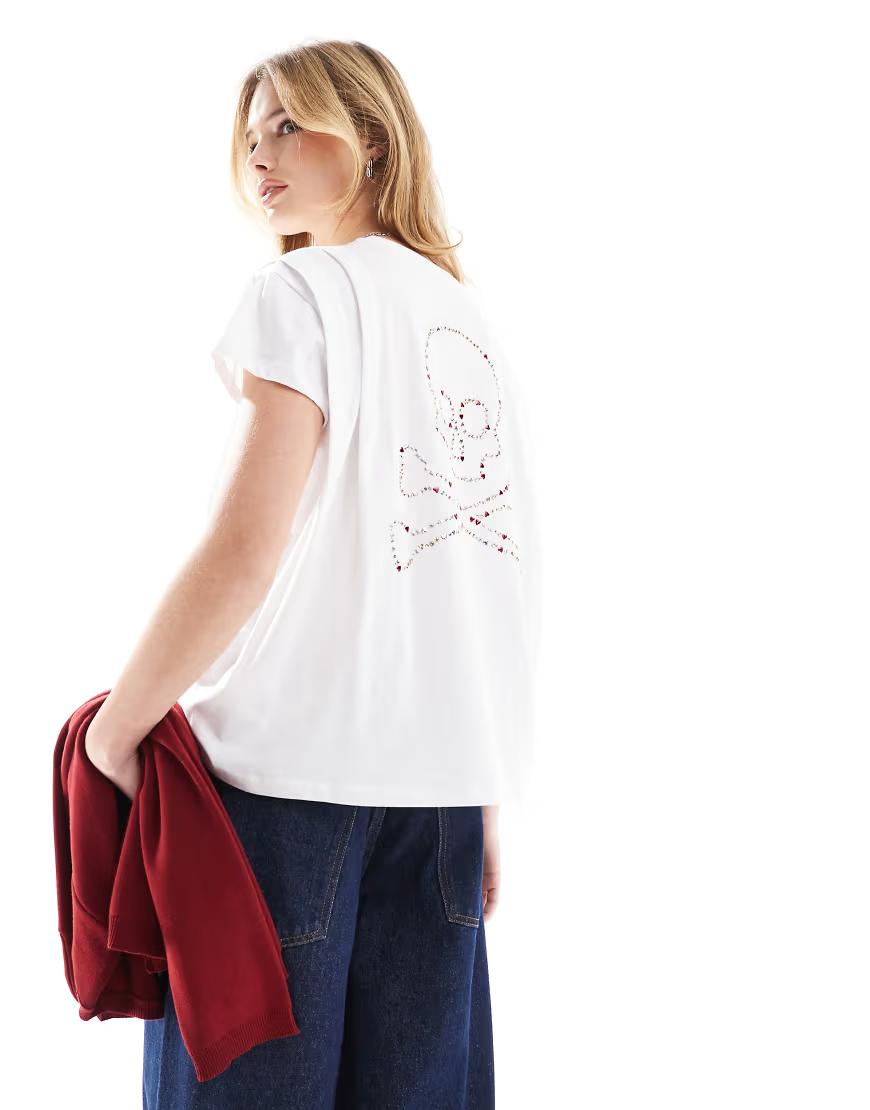 biały t-shirt zdobienia 