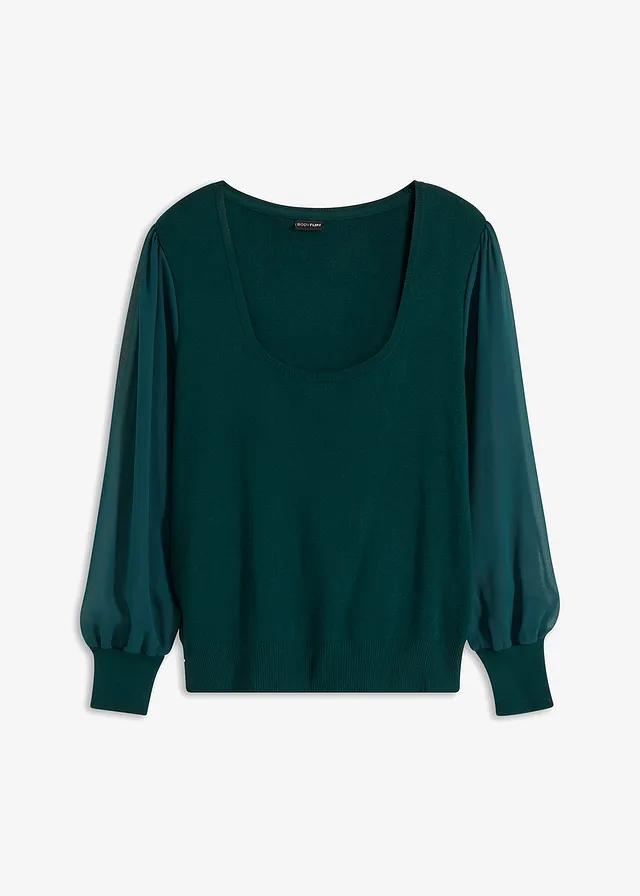 SWETER Z SZYFONOWYMI RĘKAWAMI
