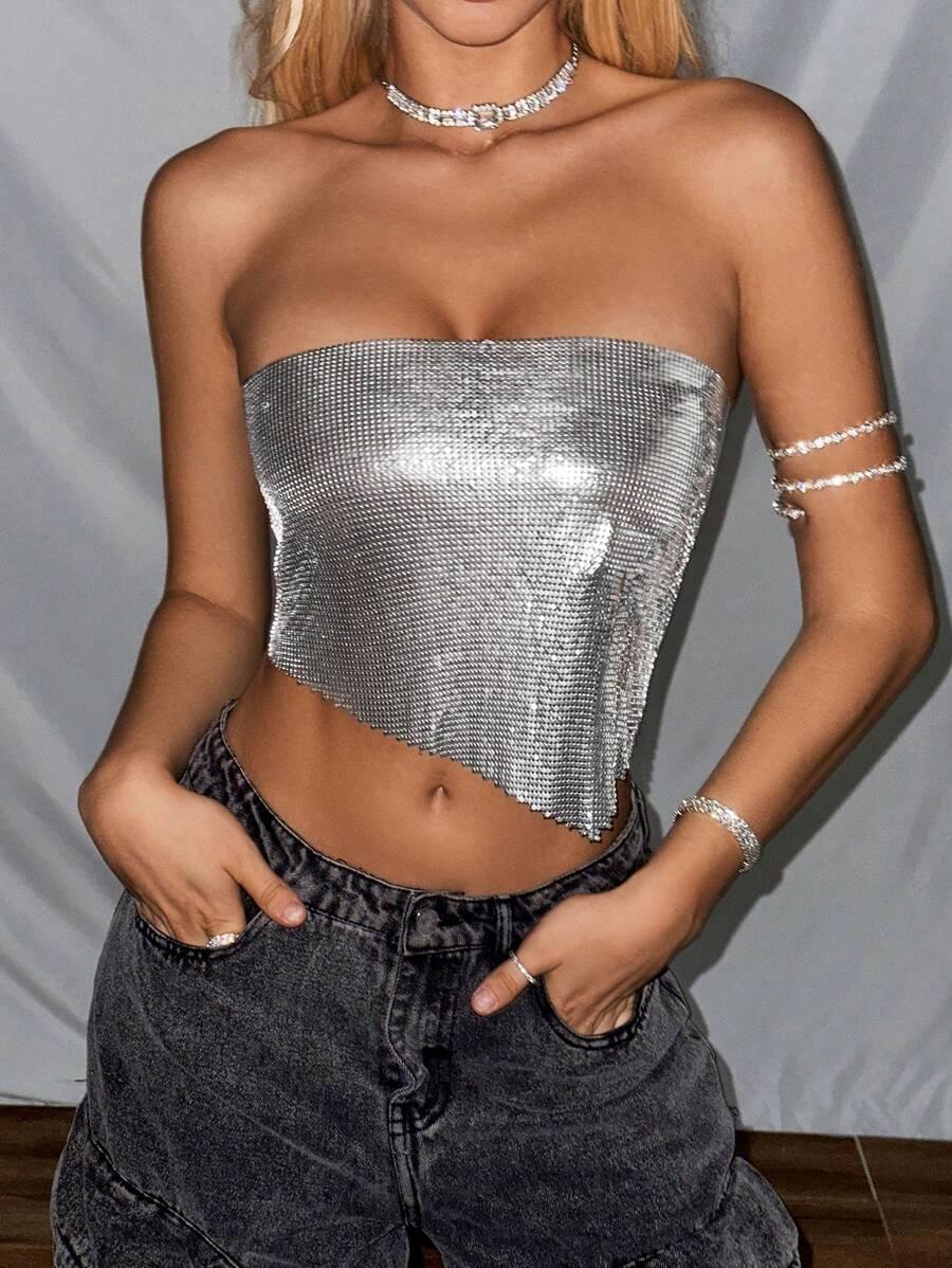 SREBRNY METALICZNY TOP