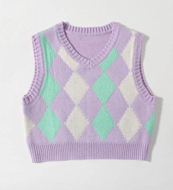 FIOLETOWY DZIANINOWY TOP