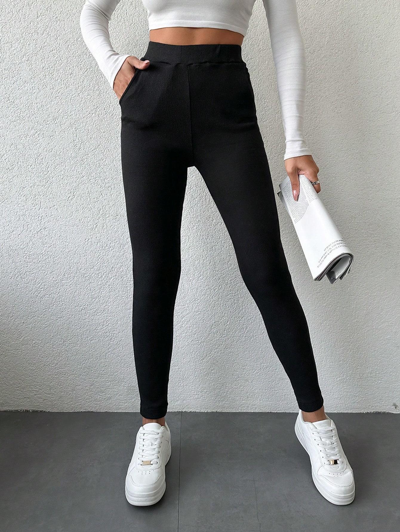 czarne legginsy kieszenie