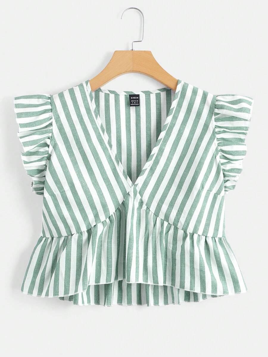 BLUZKA W PASKI V-NECK