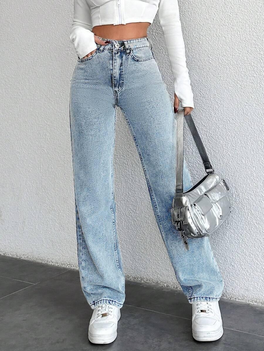 NIEBIESKIE PROSTE JEANSY 