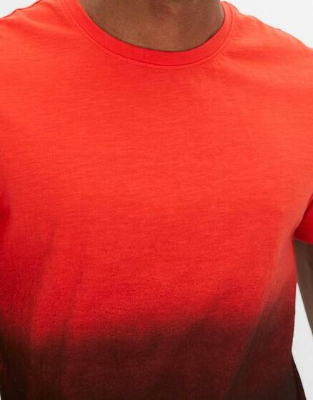 T-SHIRT MĘSKI OKRĄGŁY DEKOLT BAWEŁNA OMBRE