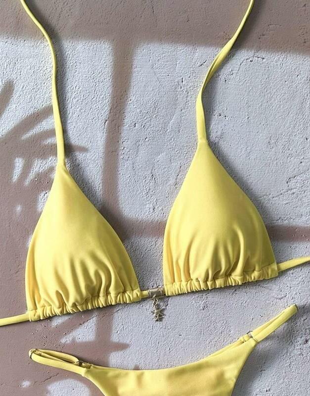 żółta góra od bikini zdobienie 