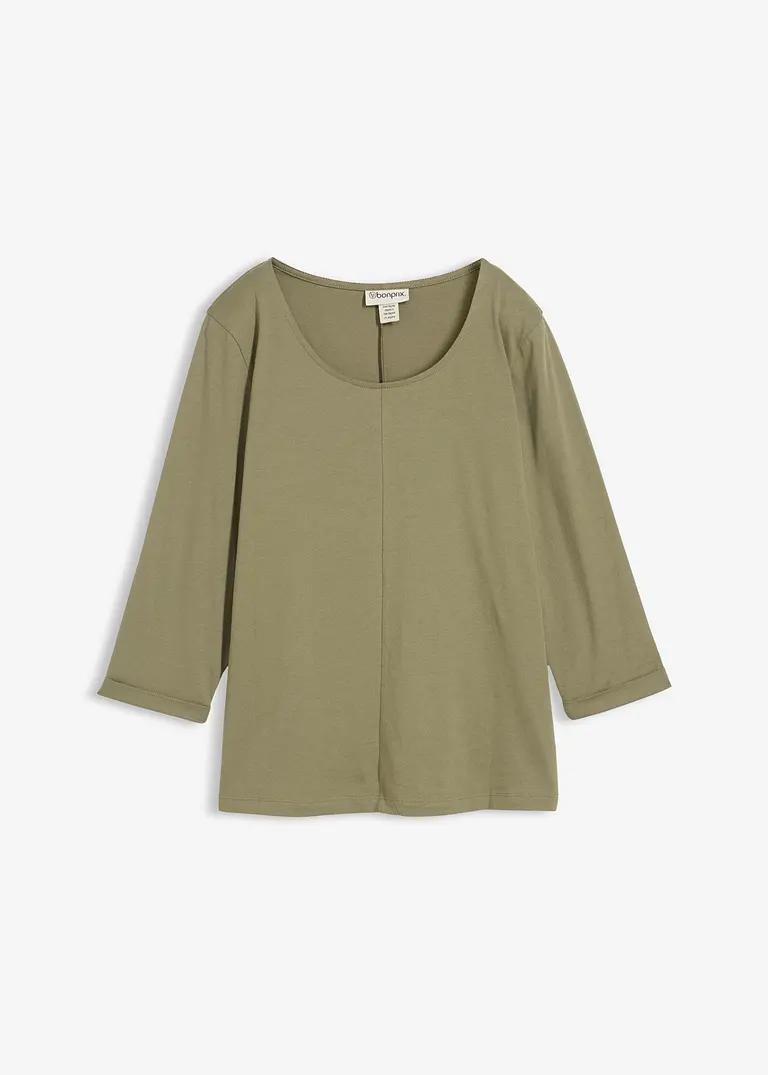 BLUZKA DAMSKA PLUS SIZE BAWEŁNA OKRĄGŁY DEKOLT RĘKAW 3/4