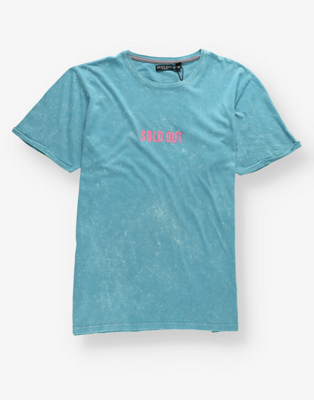 NIEBIESKI T-SHIRT Z KRÓTKIM RĘKAWEM TIE DYE NADRUK