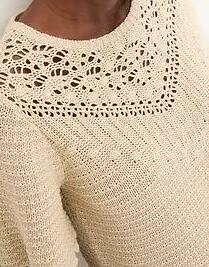 SWETER AŻUROWY Z DOMIESZKĄ LNU