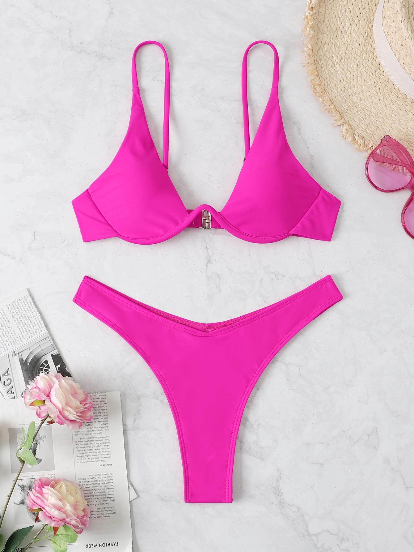 RÓŻOWY KOMPLET BIKINI NEON