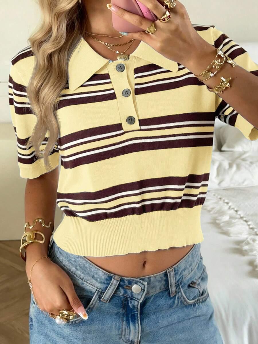 dzianinowy sweter wzór paski 