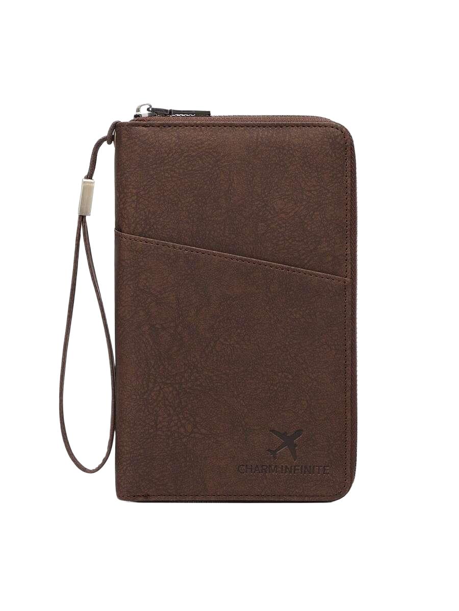 brązowe etui na karty zamek