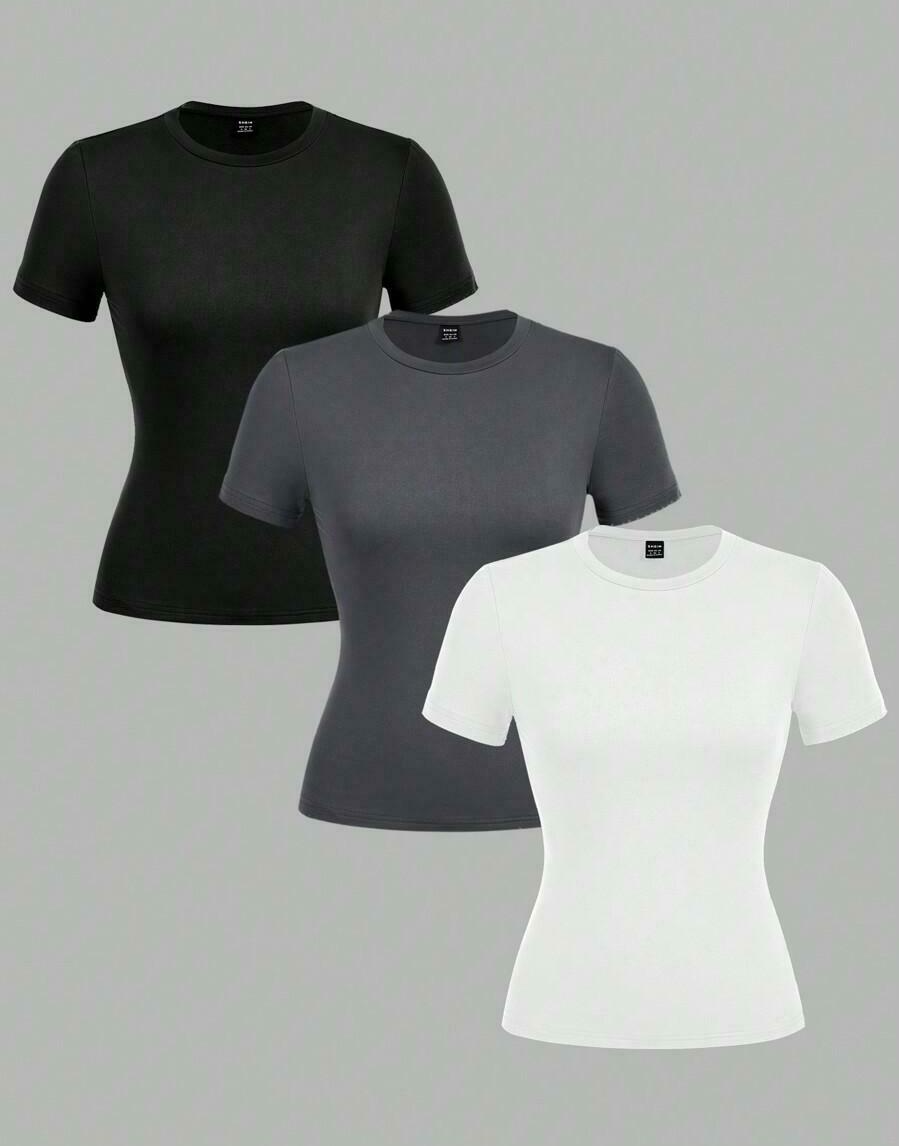 GŁADKI T-SHIRT 3-PACK