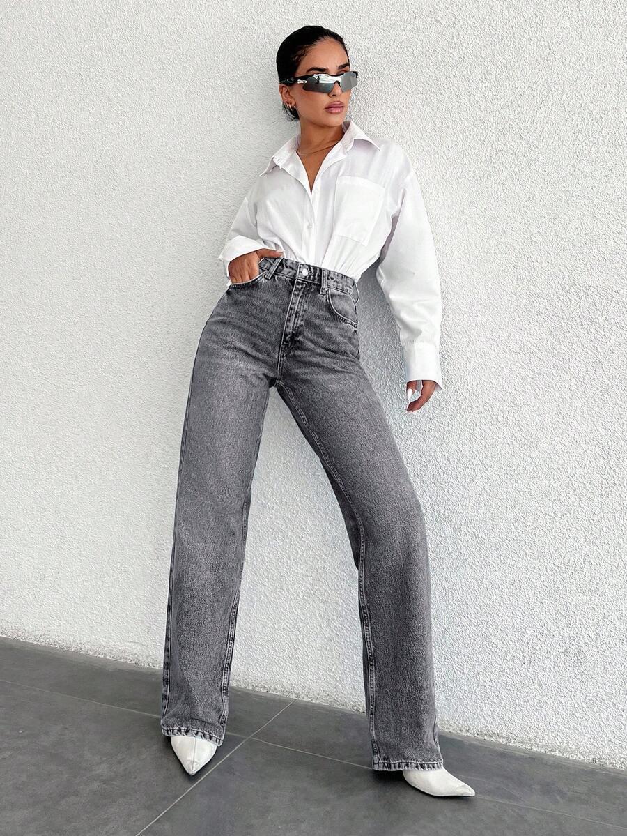 SZARE SPODNIE JEANS 