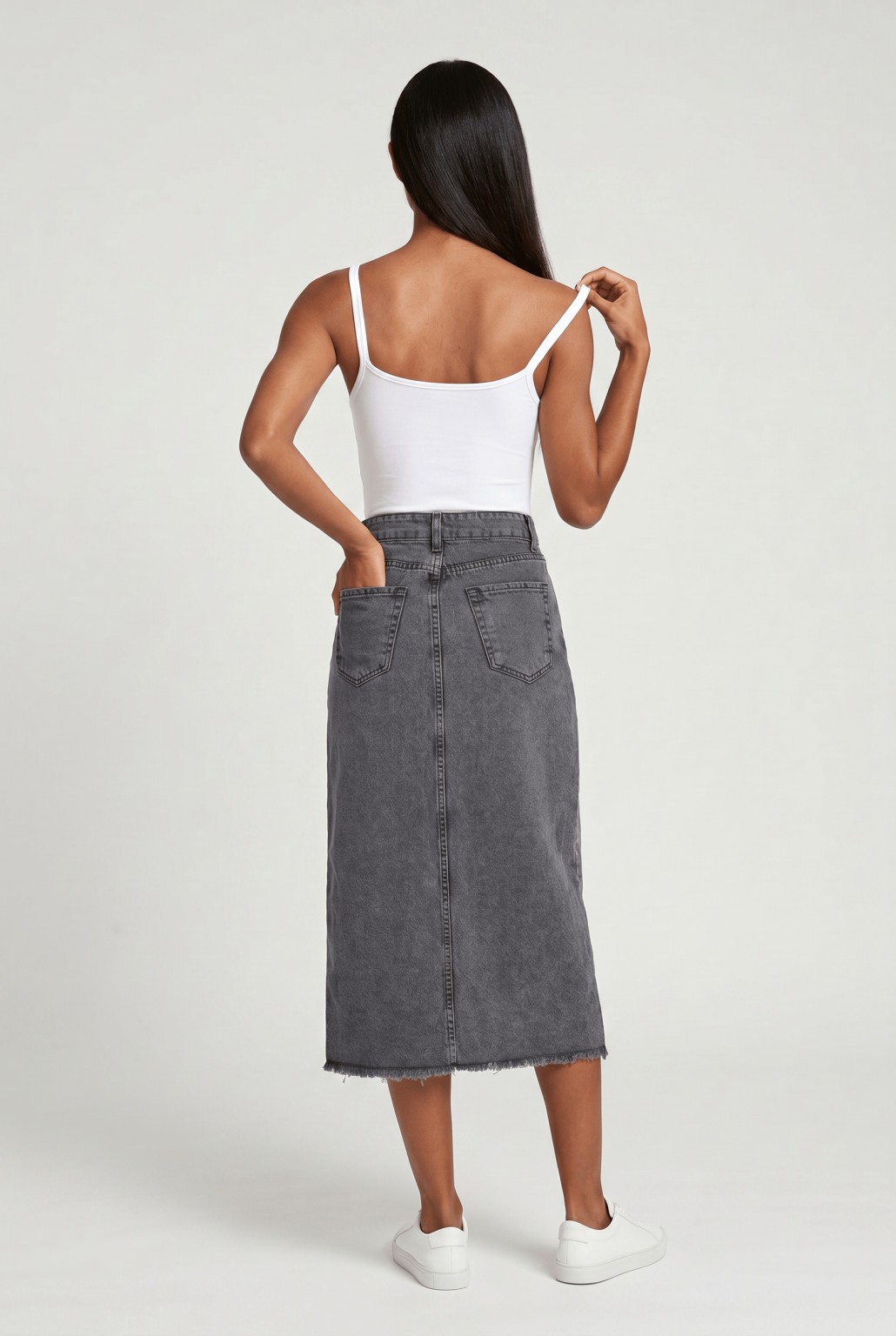 midi spódnica jeans ripped