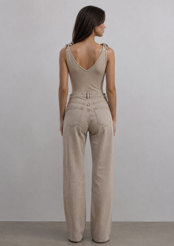 beżowe body wiązanie v-neck