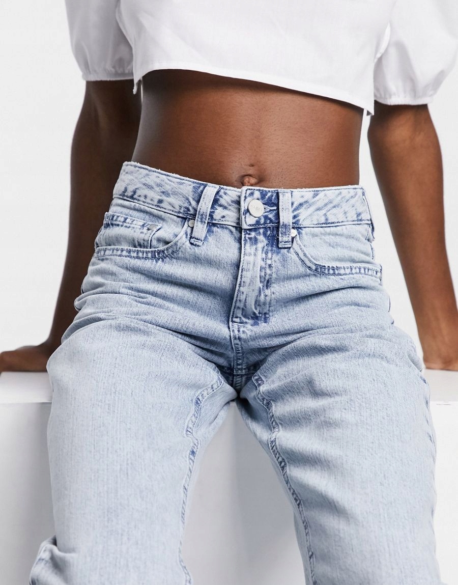 NIEBIESKIE SPODNIE JEANS PROSTA NOGAWKA 