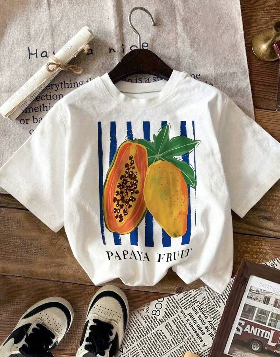 t-shirt nadruk papaja