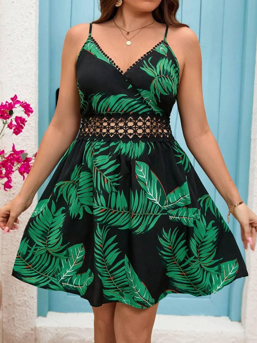 mini sukienka tropical print haft