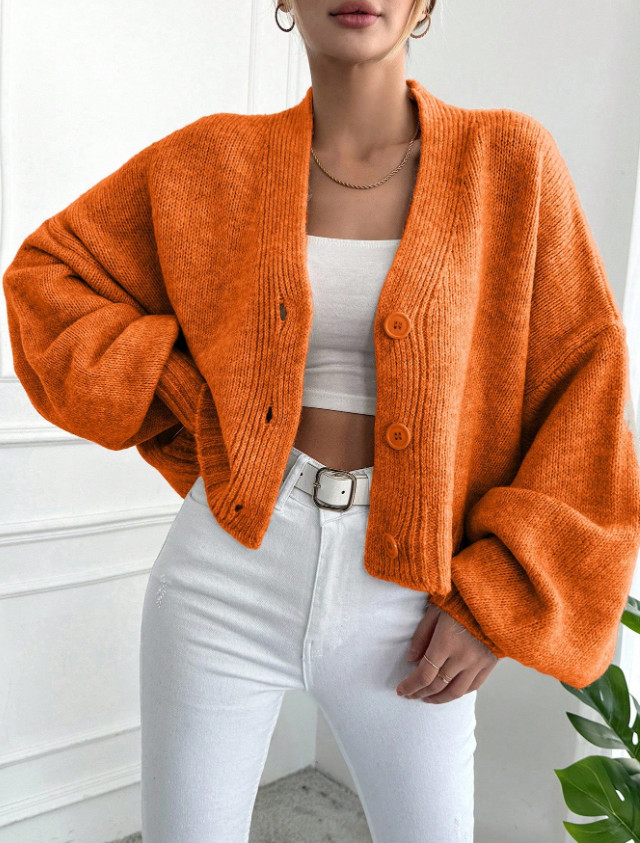 POMARAŃCZOWY SWETER GUZIKI