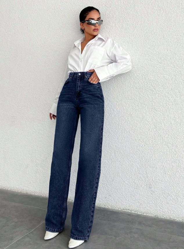 GRANATOWE SPODNIE JEANS 