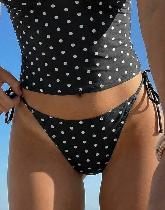 wiązany dół od bikini wzór groszki