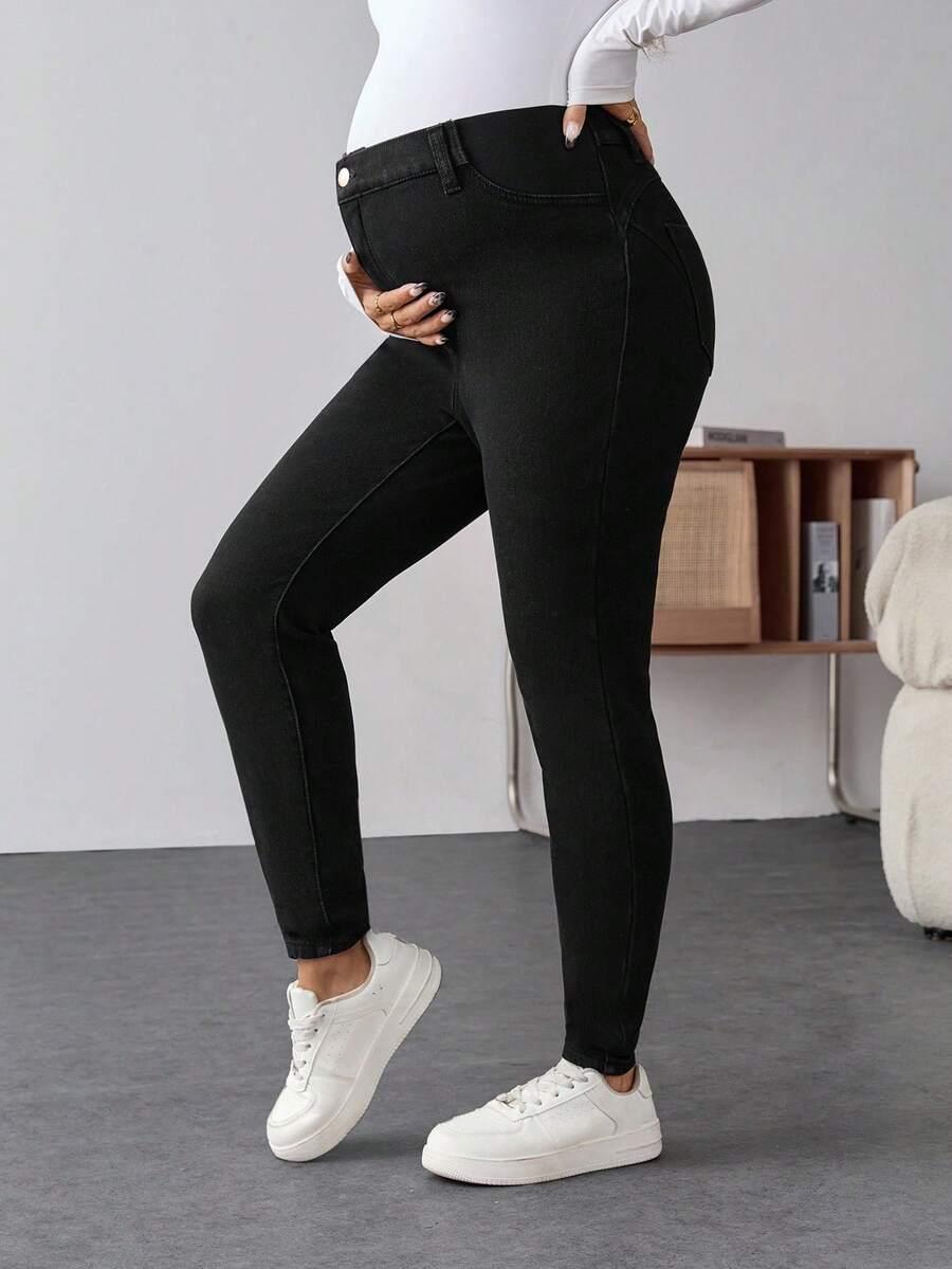 CZARNE SPODNIE CIĄŻOWE JEANS 