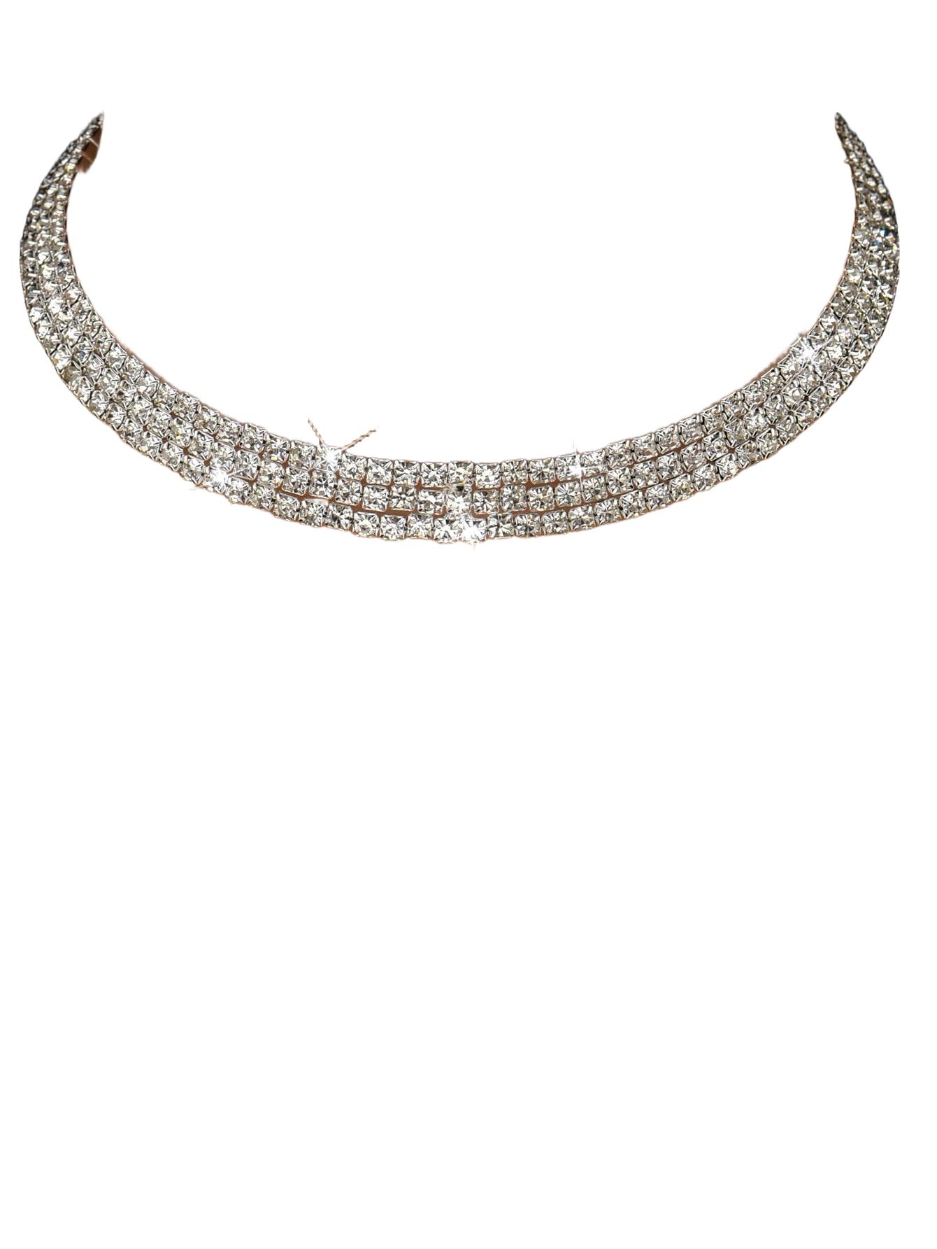 srebrny choker cyrkonie