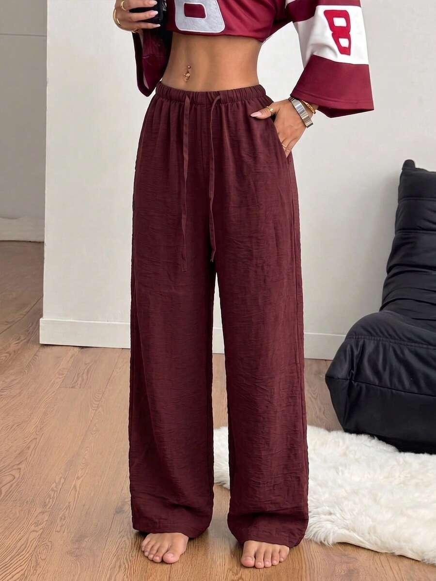 bordowe spodnie casual