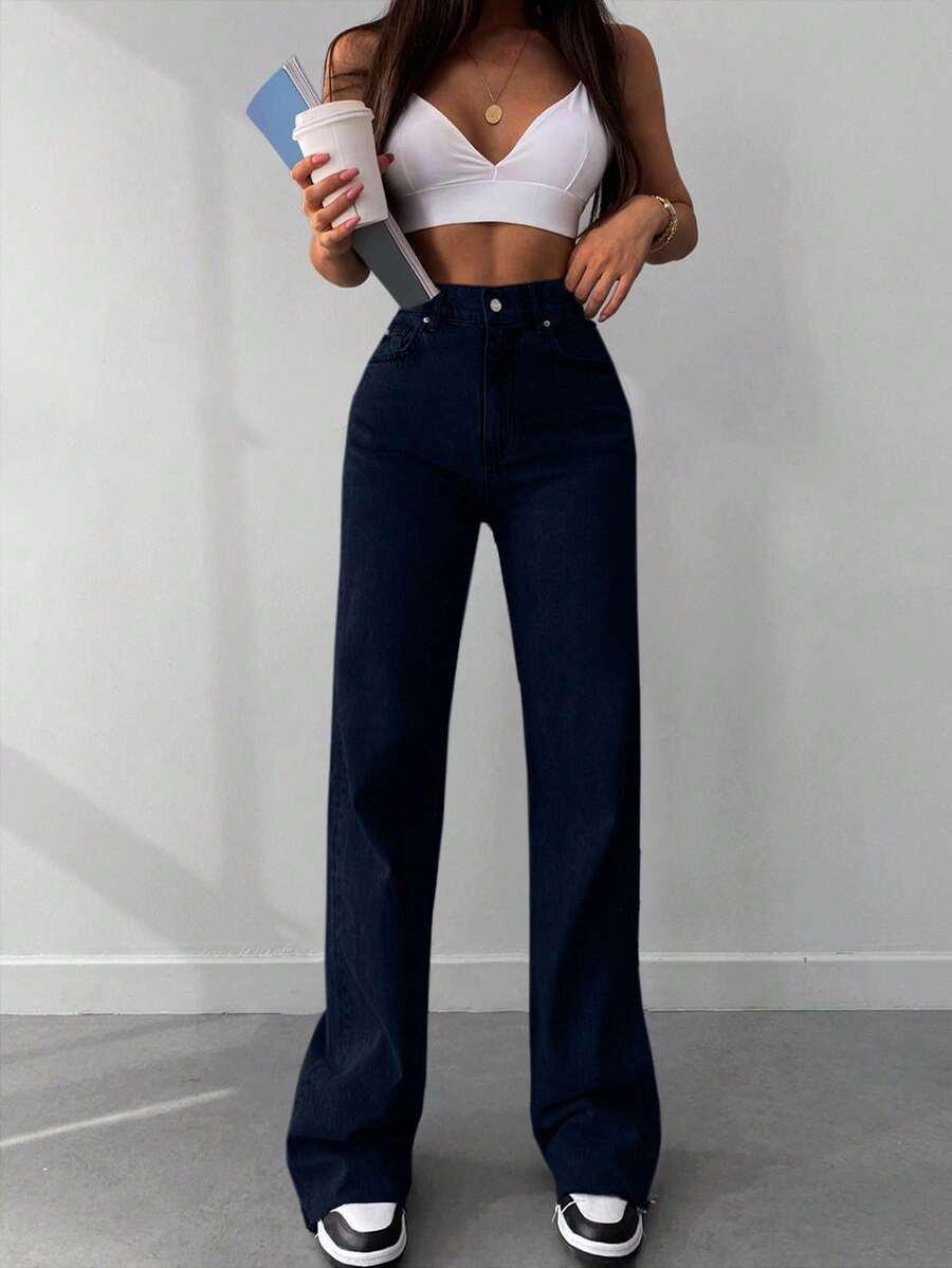 GRANATOWE SPODNIE JEANS 