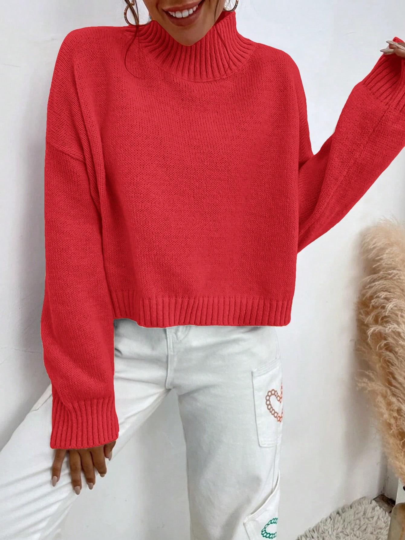 czerwony sweter stójka