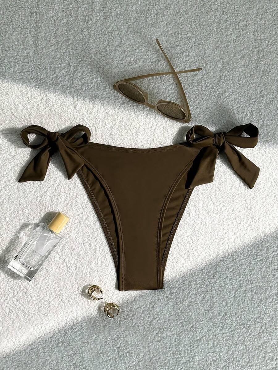 BRĄZOWY DÓŁ OD BIKINI WIĄZANIE