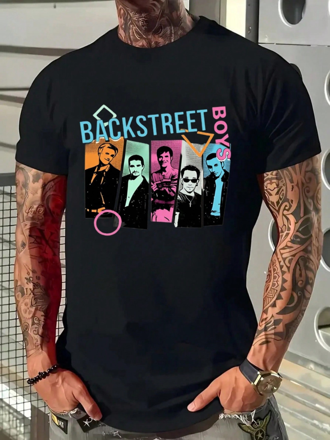CZARNY T-SHIRT NADRUK BACKSTREET