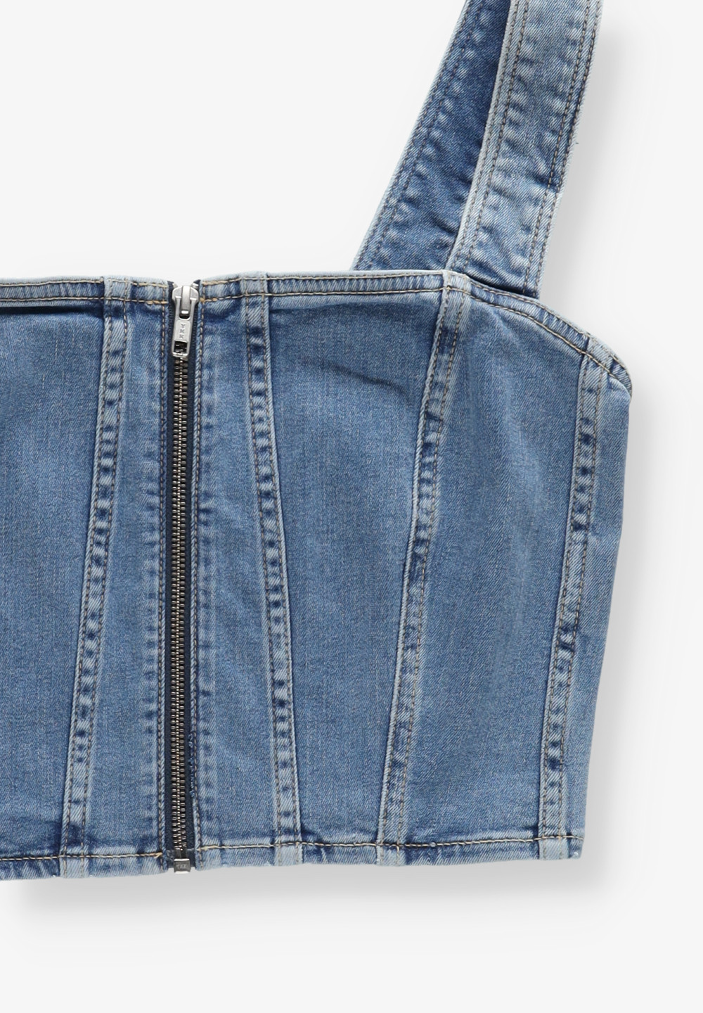 CROP TOP ZAMEK JEANS