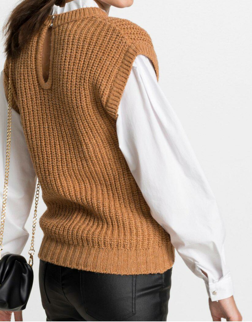 SWETER DAMSKI KOSZULOWA WSTAWKA 2W1