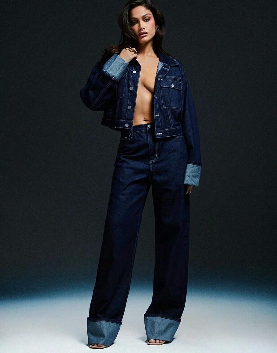 GRANATOWE SPODNIE JEANS