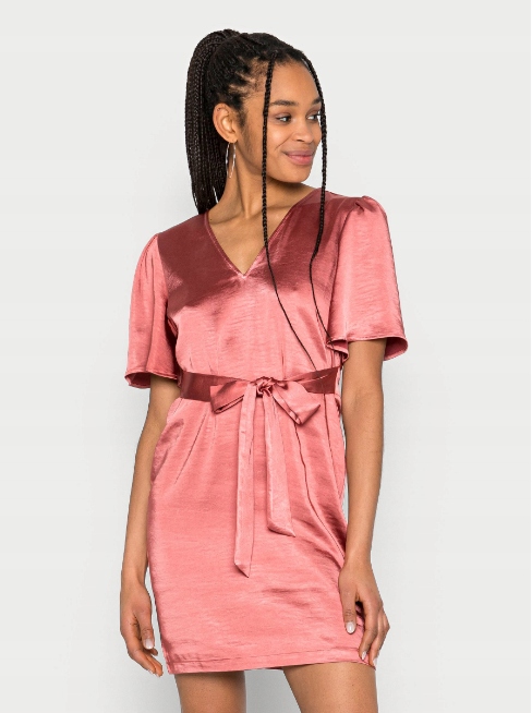 SATYNOWA MINI SUKIENKA V NECK 