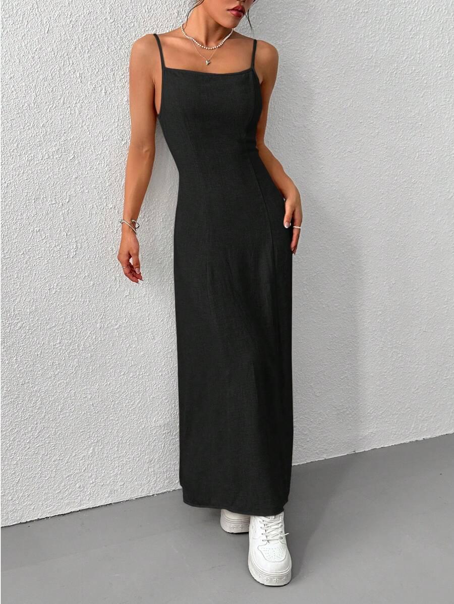czarna sukienka maxi