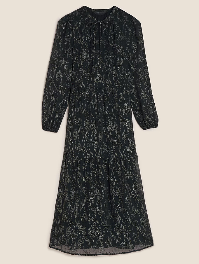 TRAPEZOWA MIDI SUKIENKA V-NECK T69-1110-Y4