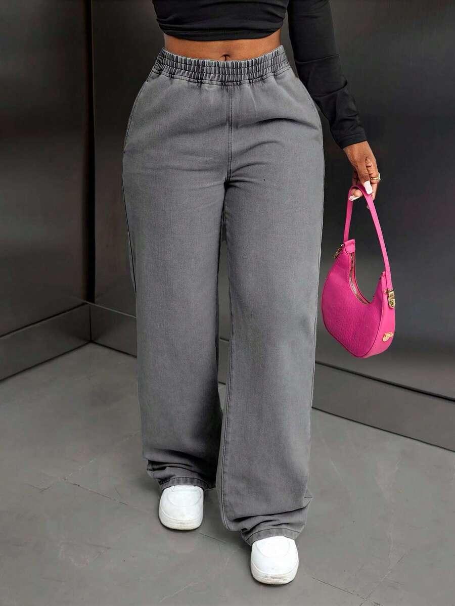 SZARE SPODNIE JEANS