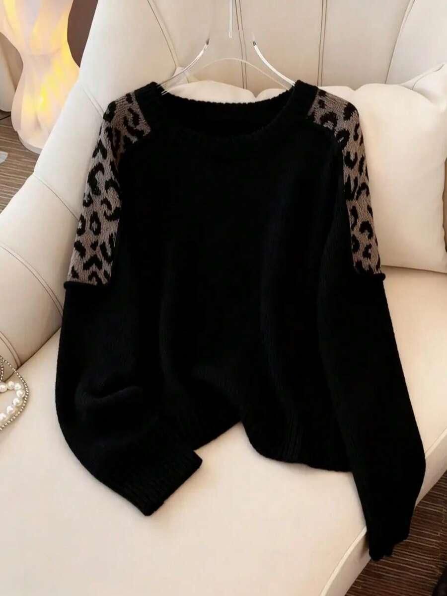 CZARNY SWETER ANIMAL PRINT