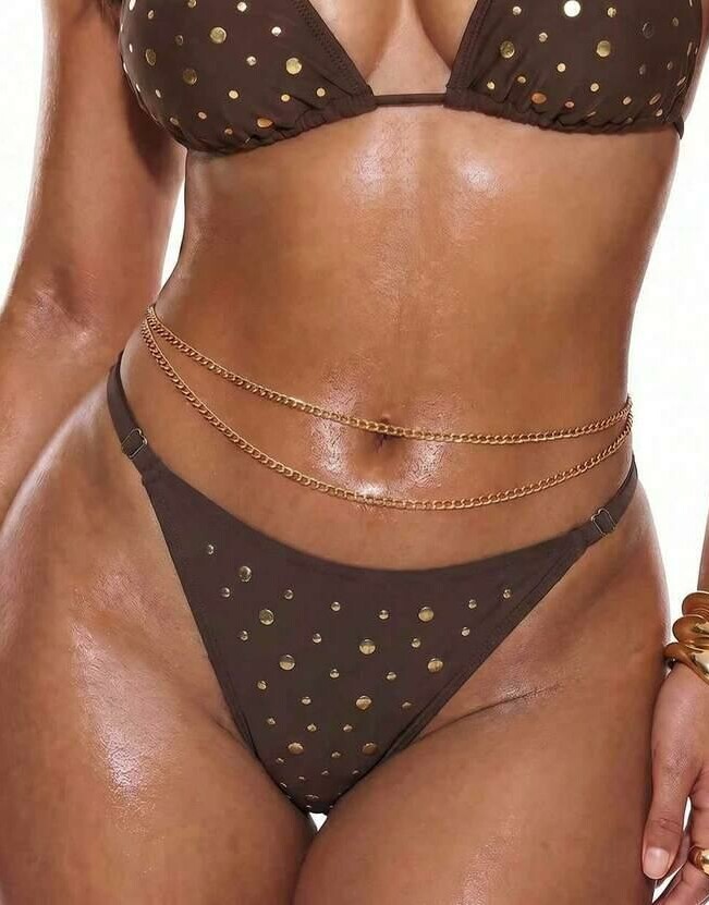 BRĄZOWY dół o bikini zdobienie