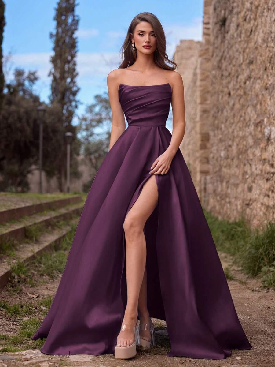 fioletowa sukienka maxi 