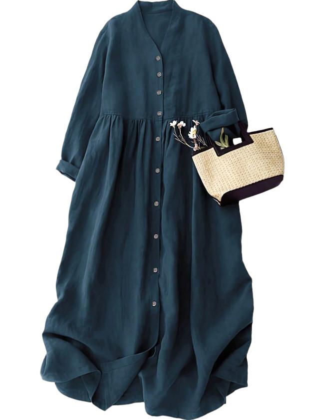 midi sukienka v neck guziki
