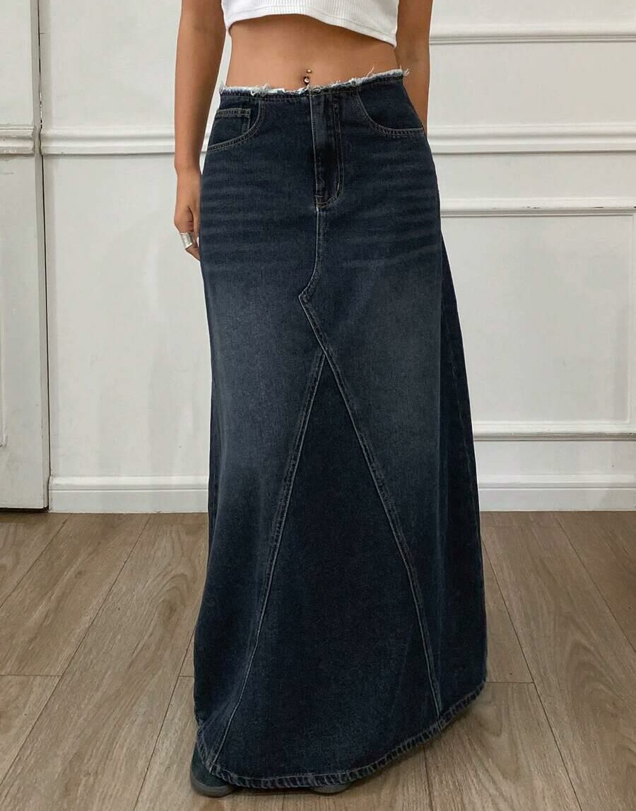 maxi spódnica jeans ripped