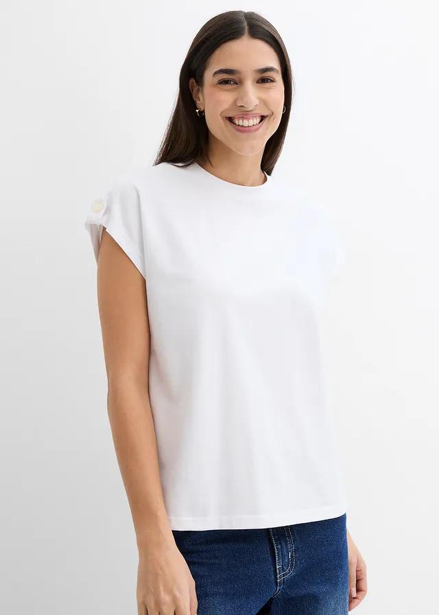BIAŁY T-SHIRT OKRĄGŁY DEKOLT